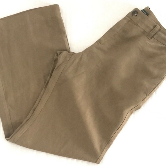 Ralph Lauren | Womens Brown Linen Silk Wide Leg - Picture 3 of 5